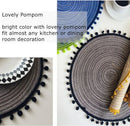 Axyaa Red Pompom Placemats - Set of 6/10, Cute Woven Table Mats for Kitchen & Dining