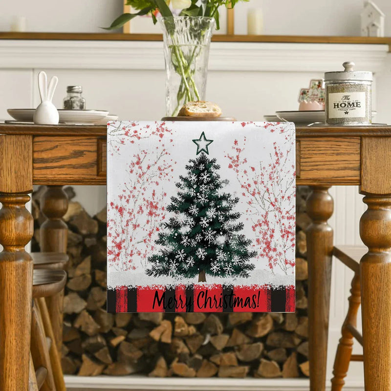 Axyaa Christmas Snowflake Table Runner - Farmhouse Dining Decor