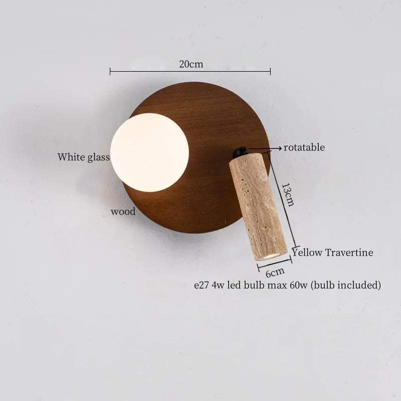 Axyaa Wood Glass LED Wall Sconce - Nordic Modern Stair Lights for Bedroom & Bathroom