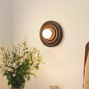 Axyaa Solid Wood Circular Wall Lamp Retro Light for Home Decor