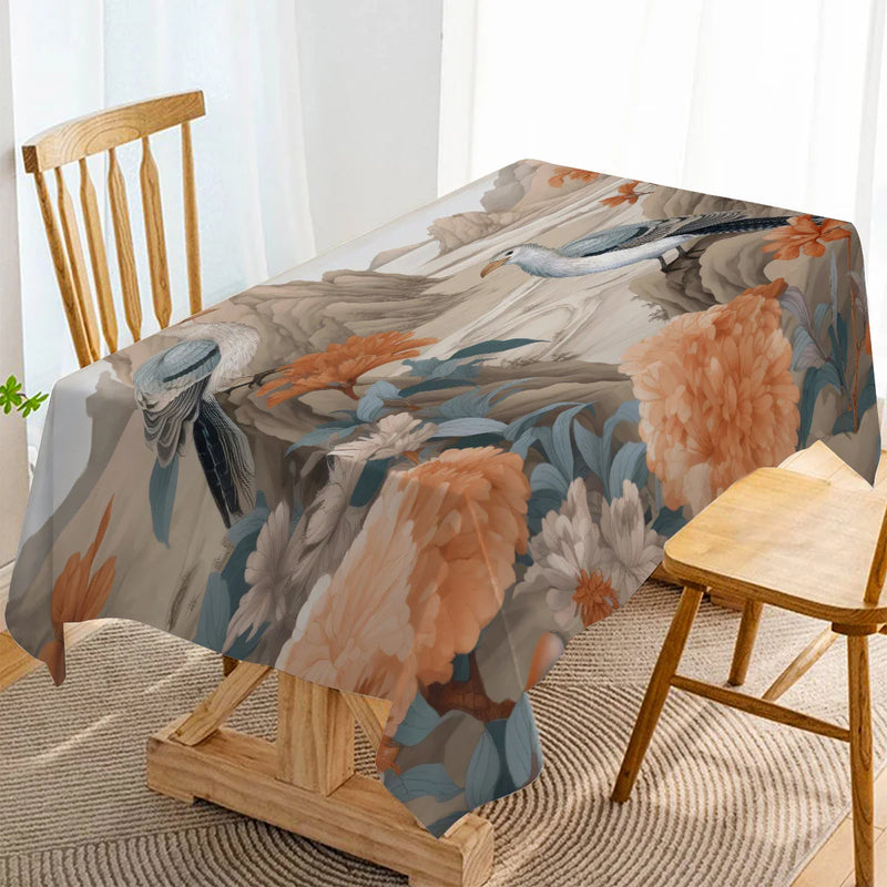 Axyaa Mountain Birds Waterproof Polyester Tablecloth