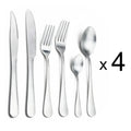 Axyaa Matte Silver Stainless Steel Cutlery Set - 4/6/16/24pcs Dinnerware Steak Knife Fork Spoon