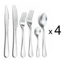 Axyaa Matte Silver Stainless Steel Cutlery Set - 4/6/16/24pcs Dinnerware Steak Knife Fork Spoon