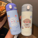 Axyaa Cute Cartoon Stainless Steel Vacuum Flask Straw Tumbler