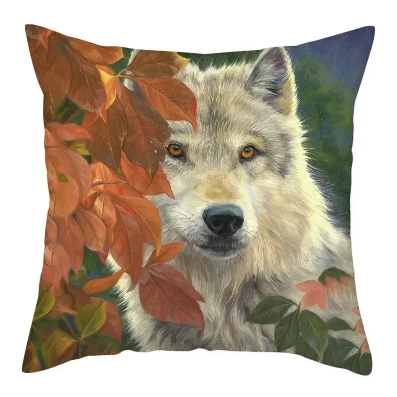 Axyaa Wildlife Wolf Decorative Pillow Sleeve for Home and Office Décor