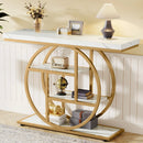 Axyaa Gold 4-Tier Console Table with Storage Shelf - Modern Sofa Entryway Accent