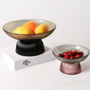 Axyaa Striped Glass Fruit Plate | Dessert Salad Bowl and Nut Storage Plate