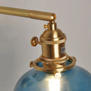 Axyaa Vintage Blue Glass LED Wall Lamp with Pull Chain Switch