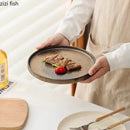 Axyaa Rust Glazed Ceramic Flat Steak Sushi Dessert Restaurant Plates