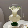 Cream Green Lily Flower Mouth Base Wind Lamp Vase by Axyaa.