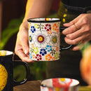 Axyaa Hand-Painted Ceramic Coffee Mug for Home and Office, Flowers Design