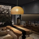 Axyaa Bamboo Rattan Chandelier: Simple New Chinese Style Handmade LED Pendant Light