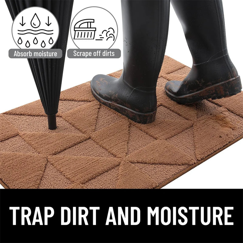 Axyaa Absorbent Entry Mat Dirt Resistant Anti-slip Rug for Home Kitchen Decor