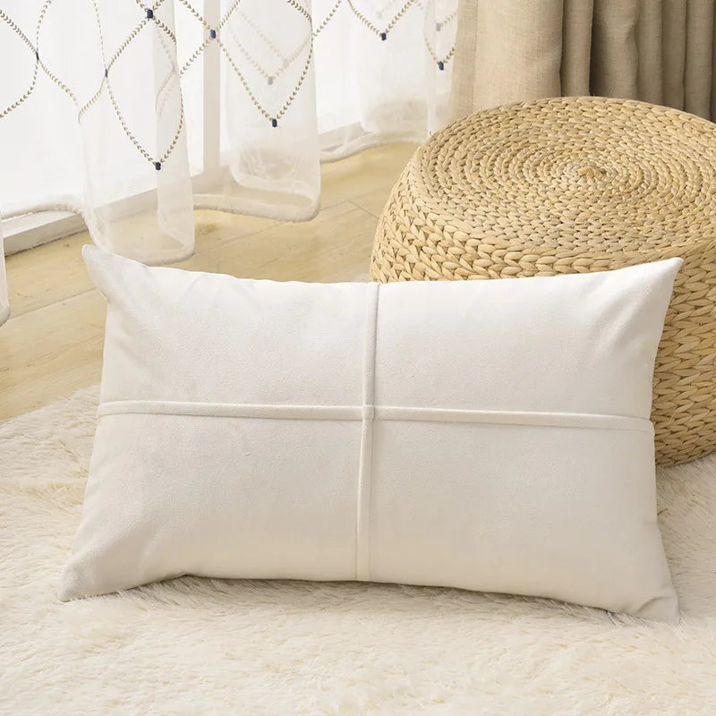 Axyaa Velvet Cross Lumbar Cushion Cover - Cozy Home Decor Pillow Case 30x50cm