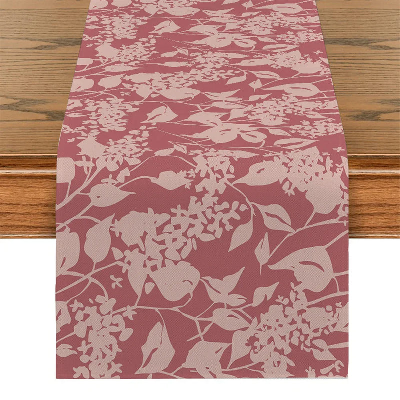 Axyaa Yellow Leaf Plant Table Runner | Chinese Style Floral Table Decor