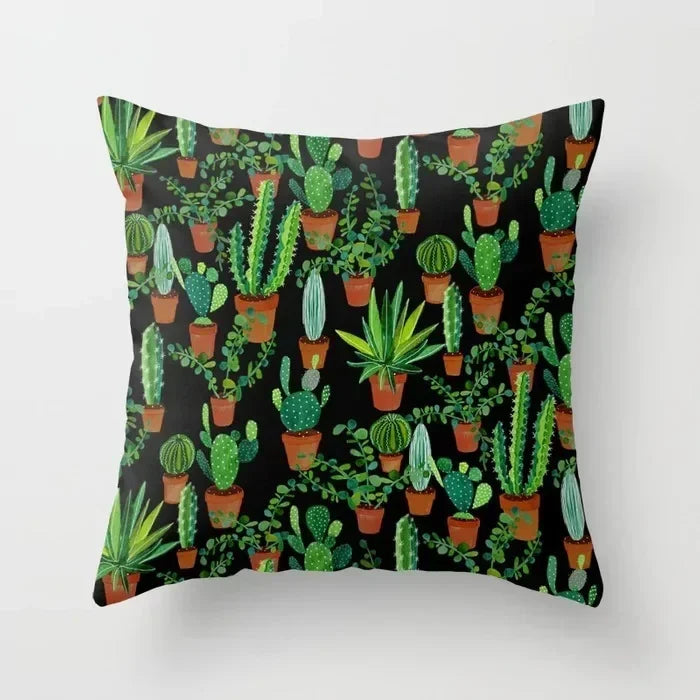 Axyaa Cactus Flower Succulent Plant Pillow Cover - Home Decorative Cushion Cover