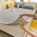 Axyaa Plush Velvet Mattress Topper Quilted Cover Bed Mat Linen Protection Pad