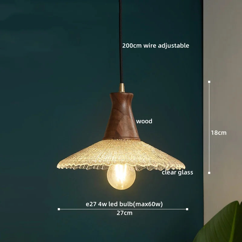 Axyaa Japanese Style LED Glass Pendant Lamp for Kitchen, Bedroom & Living Room