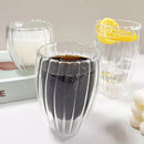 Axyaa Glass Cup Set - Stripe Double Wall High Borosilicate Tea Coffee Mug