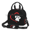 Axyaa Red Love Heart Insulated Lunch Bag with Shoulder Strap - Puppy Paw Theme