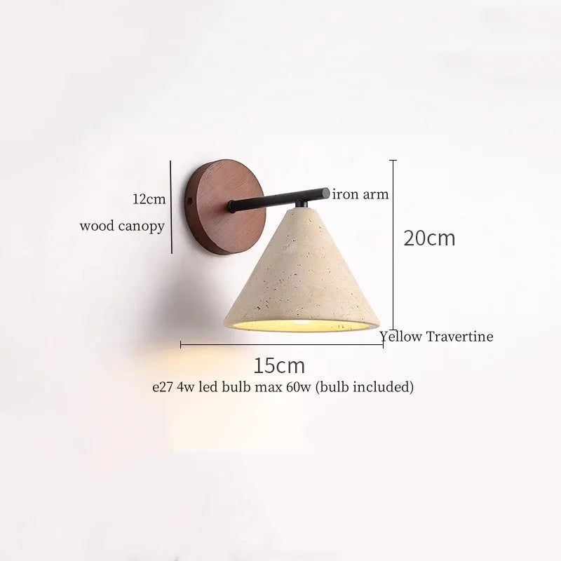 Axyaa Nordic LED Wall Sconce Wood Travertine Light Fixture