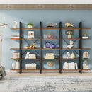 Axyaa 5-Tier Vintage Industrial Bookshelf, 72"H x 47"L, Retro Brown