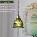 Axyaa Nordic Green Glass Pendant Lamp - Brass Ceiling Lighting for Kitchen Island