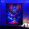 Axyaa Psychedelic Skull Head UV Reactive Tapestry Wall Hanging