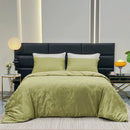 Luxurious Stain Duvet Cover Set - Silky Solid Color & Jacquard Quilt Cover - Axyaa Queen Bedlinens