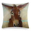 Axyaa Donkey Print Cushion Cover 45x45cm Cute Animals Linen Pillowcase for Home Decor