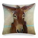 Axyaa Donkey Print Cushion Cover 45x45cm Cute Animals Linen Pillowcase for Home Decor