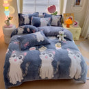 Axyaa Cartoon Style Fluffy Coral Fleece Duvet Cover - Queen/King Size