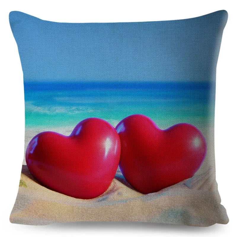 Axyaa Starfish Print Linen Pillowcase for Home & Car Decor
