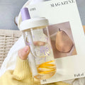 Axyaa Purple Bow Straw Cup: Cute Bubble Tea Coffee Milk Water Bottle, Large Capacity