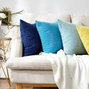 Blue Corduroy Cushion Cover 30x30cm - Axyaa Home Decor Pillowcase