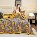 Axyaa Cotton Gauze Floral Single Quilt Blanket for Summer Comfort