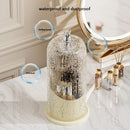 Axyaa Rotating Birdcage Makeup Brush Holder with Clear Lid - Vanity Cosmetic Storage