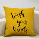 Axyaa Mustard Yellow Letter Style Cushion Cover 45x45cm Home Cafe Decor