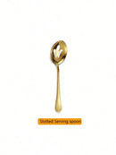 Axyaa Gold Stainless Steel Cutlery Set - 8pcs Buffet Utensils and Food Tongs