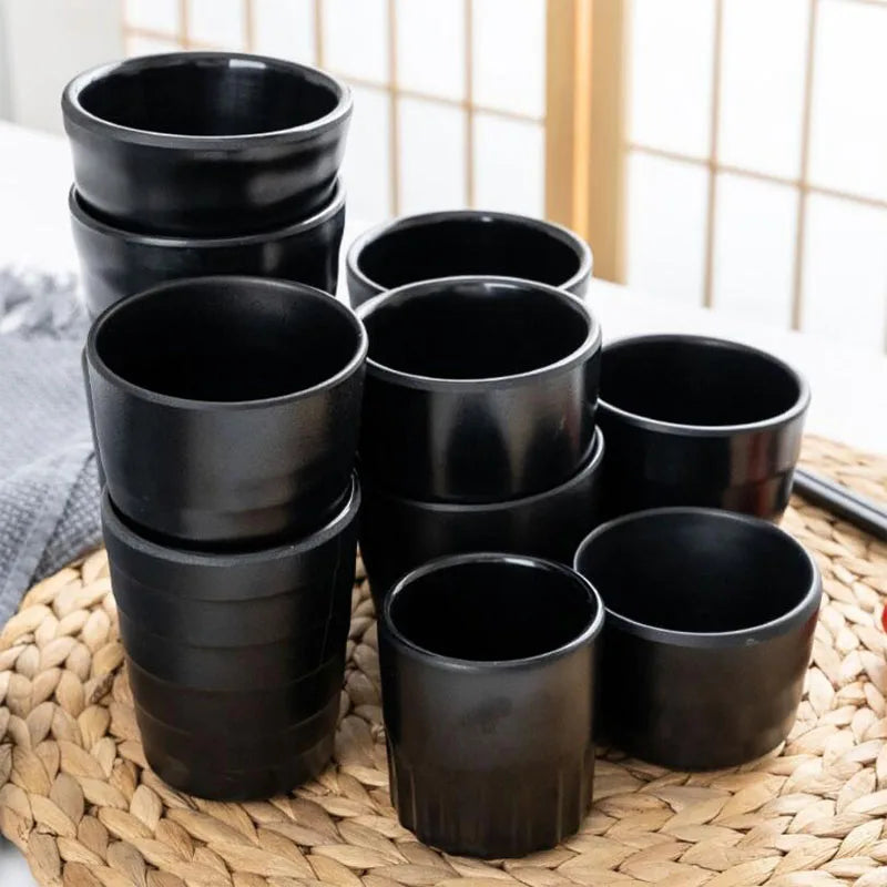 Axya Black Melamine Cup Set for Japanese Style Dining