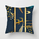 Axyaa Black Gold Elk Tree Bird Butterfly Printed Pillowcase for Living Room Home