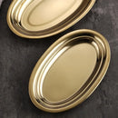 Axyaa Oval Stainless Steel Steamed Fish Plate Korean BBQ Rice Noodle Gold Plate