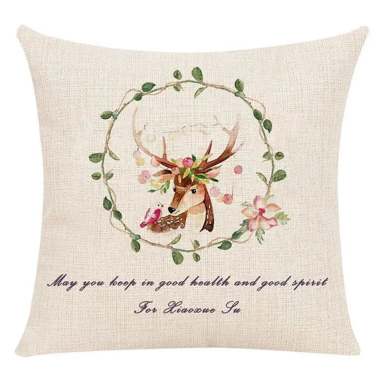 Milu Deer Pattern Print Pillow for Home Decor by Axyaa