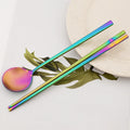Axyaa Stainless Steel Dinnerware Set: Sushi Chopsticks, Soup Spoon, Flatware - Matte Finish