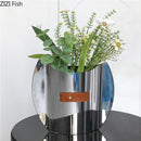 Axyaa Geometric Metal Vase for Chic Room Decor