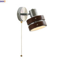 Axyaa Iron Wood LED Wall Light with Pull Chain Switch