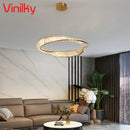 Modern Crystal Circle Pendant Light by Axyaa - Luxury LED Hanging Chandelier for Living Room