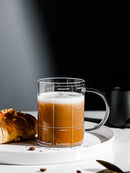 Axyaa Glass Brewing Coffee Mug with Scales & White Letters