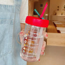 Axyaa Glass Water Bottle with Tea Infuser Filter Straw, Kawaii Design, 750ml
