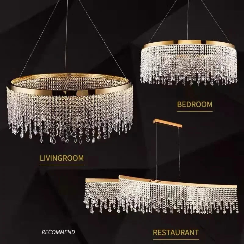 Axyaa Crystal Chandelier Pendant Light Fixture for Home Living Dining Room